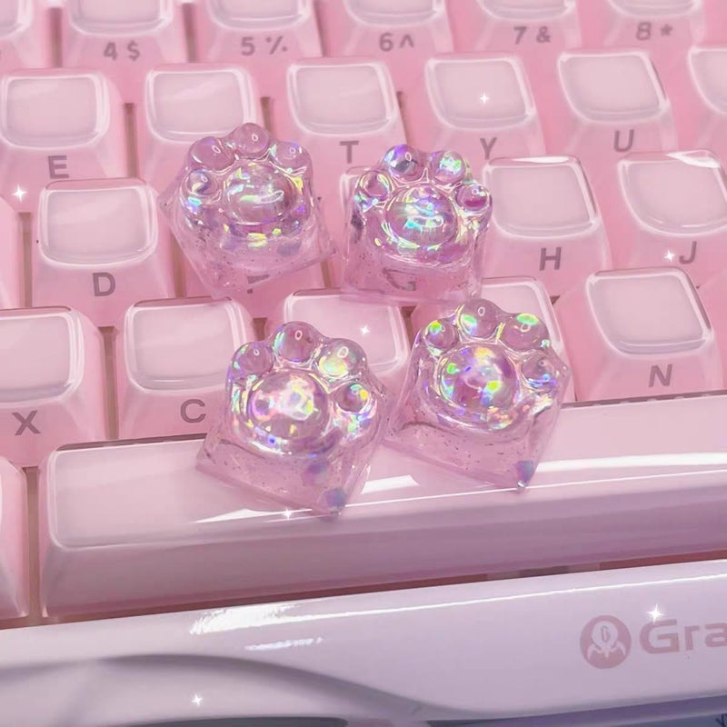 Elacgap Cat Claw Keycap Cute Drip Glue Backlight Keycaps DIY ESC Arrow Key Keycap Replacement for Cherry MX Gaming Mechanical Keyboard (4Keys Pink) - Image 4